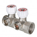 Коллектор с регулирующими вентилями 1"х2 вых. Евроконус 3/4" (на подающий трубопровод)