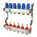 Коллектор из нержавеющей стали в сборе с расходомерами, 6 выходов