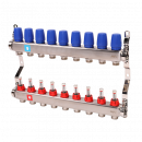 Коллектор из нержавеющей стали в сборе с расходомерами, 9 выходов