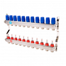 Коллектор из нержавеющей стали в сборе с расходомерами. 11 выходов
