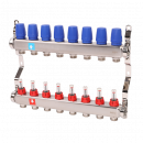 Коллектор из нержавеющей стали в сборе с расходомерами, 8 выходов