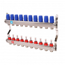 Коллектор из нержавеющей стали в сборе с расходомерами. 10 выходов