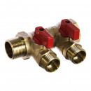 Коллектор с отсекающими кранами, нар. р., 3/4"х 1/2" x 3 вых.