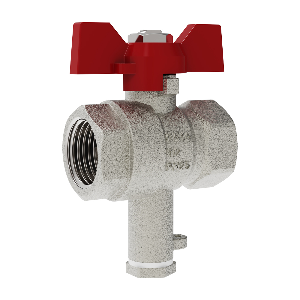 Кран шаровой для подключения датчика температуры, ВхВ, рукоятка-"бабочка" V&G VALOGIN 1"