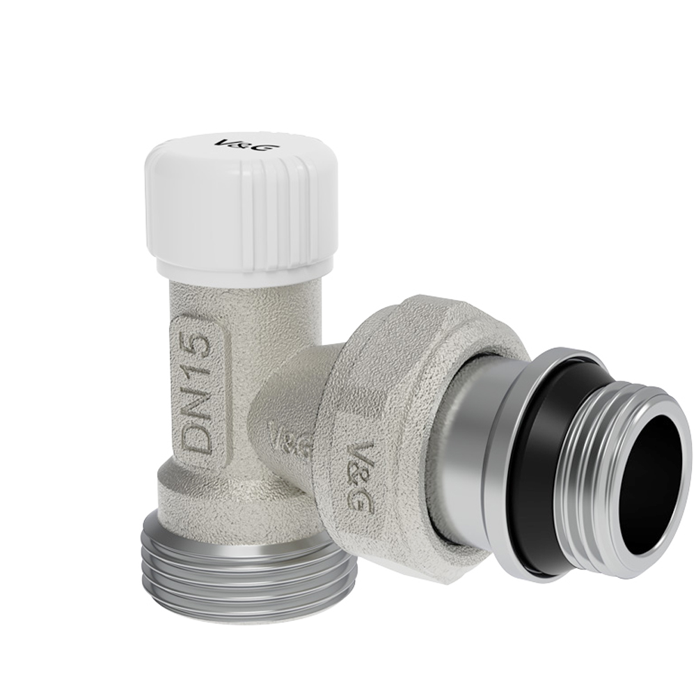 Вентиль настроечный с адаптер подключением, угловой V&G VALOGIN 3/4"Нх3/4" "евроконус"