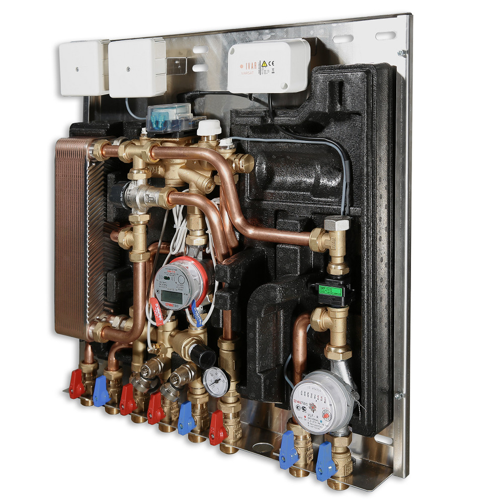 Квартирная станция Valtec с функцией приготовления горячей воды (с рециркуляцией), теплосчетчик, 1,5 куб.м/час