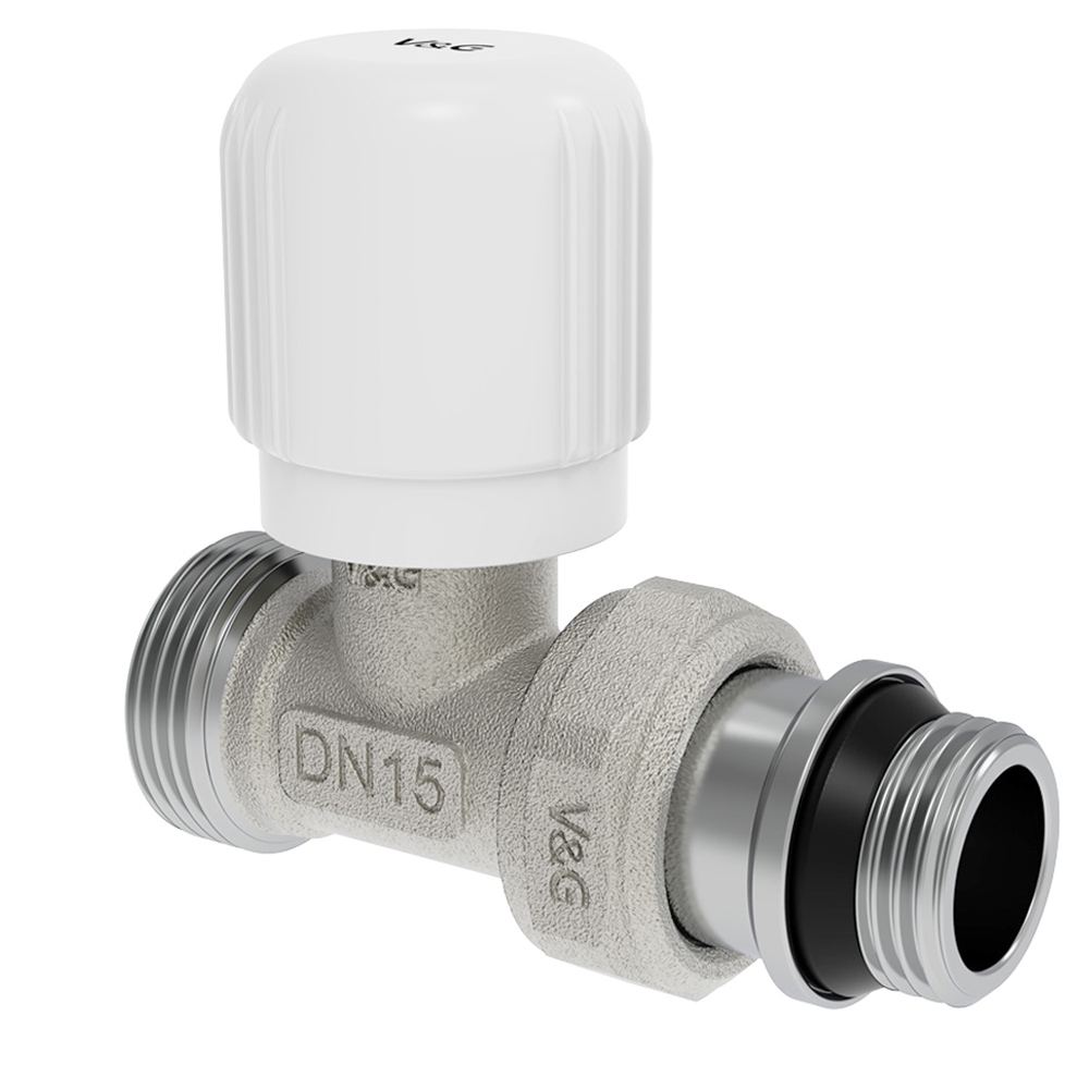 Радиаторный вентиль ручной регулировки с адаптер подключением, прямой V&G VALOGIN 3/4"Нх3/4" "евроконус"