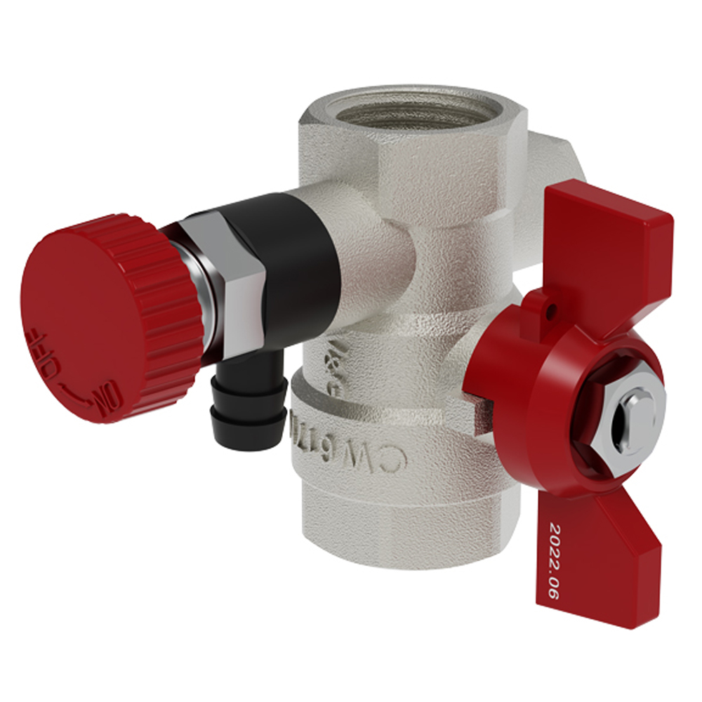 Кран шаровой с дренажем и воздухоотводчиком ВхВ, рукоятка-"бабочка" V&G VALOGIN 1"