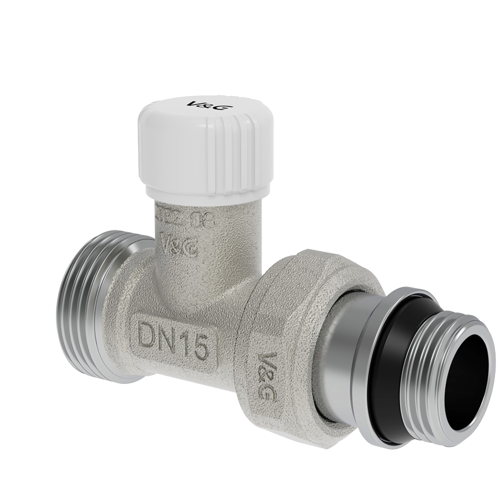 Вентиль настроечный с адаптер подключением, прямой V&G VALOGIN 3/4"Нх3/4" "евроконус"